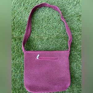 Vintage The Sak Woven Crochet Pink Hobo Shoulder Bag